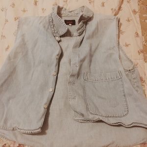 Jean Button down cropped tee